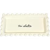 Sorority Shop Delta Delta Delta Jewelry Dish - Rectangular Gloss Finish Ceramic tray with Sorority Name in Cursive Script, Multi-Function Tri Delta Ceramic Ring Dish, Ideal for Jewelry and Keys