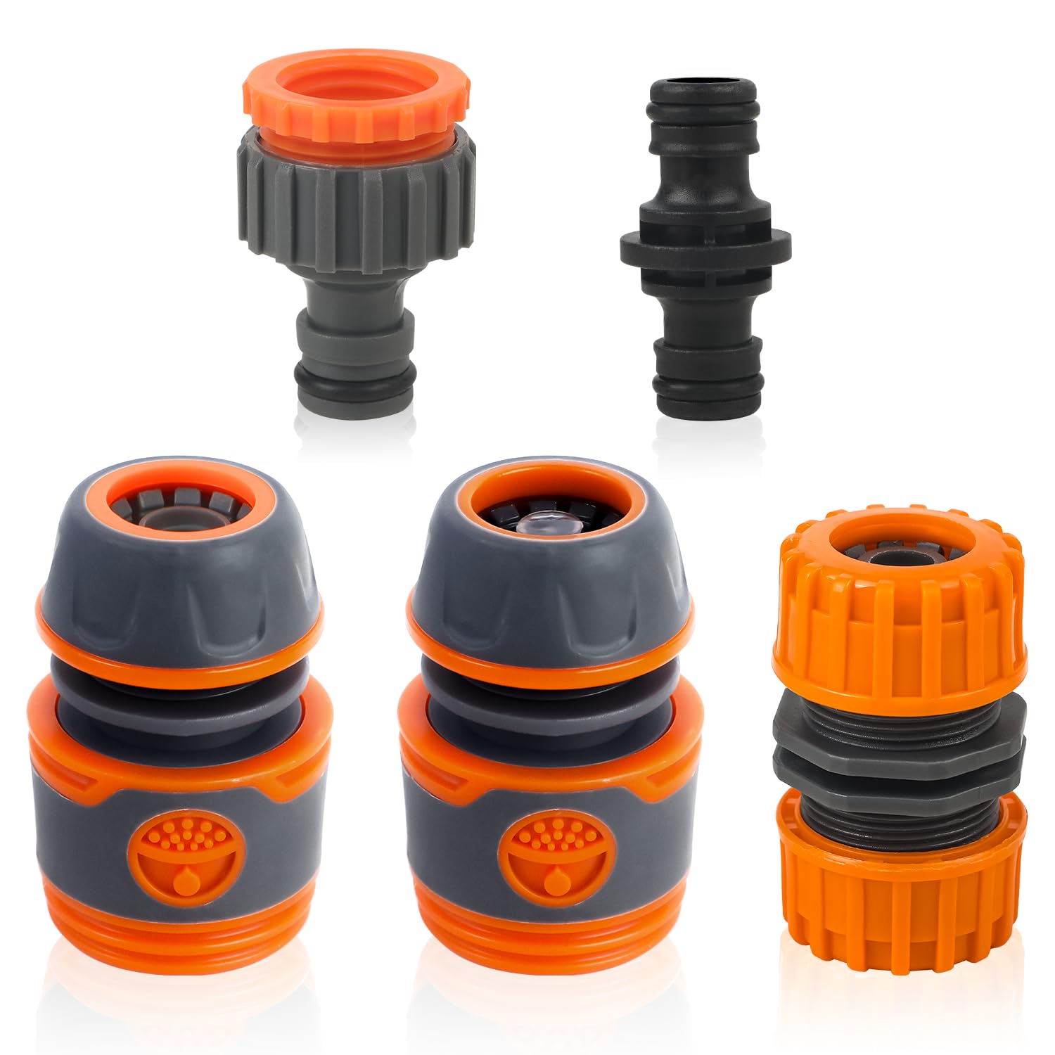 Set of 5 Hose Connector Set | 1/2" 3/4" Hose Tap Connector Double Male Hose Connectors Hose End Quick Waterstop Repair Connectors | Garden Hose Pipe Fitting
