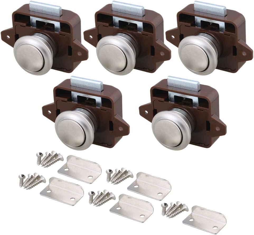 BQLZR 26mm Opening Hole Brown Silver Keyless Push Button Latch