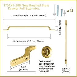 Goo-Ki 6 Pack Brushed Brass Cabinet Handle Drawer
