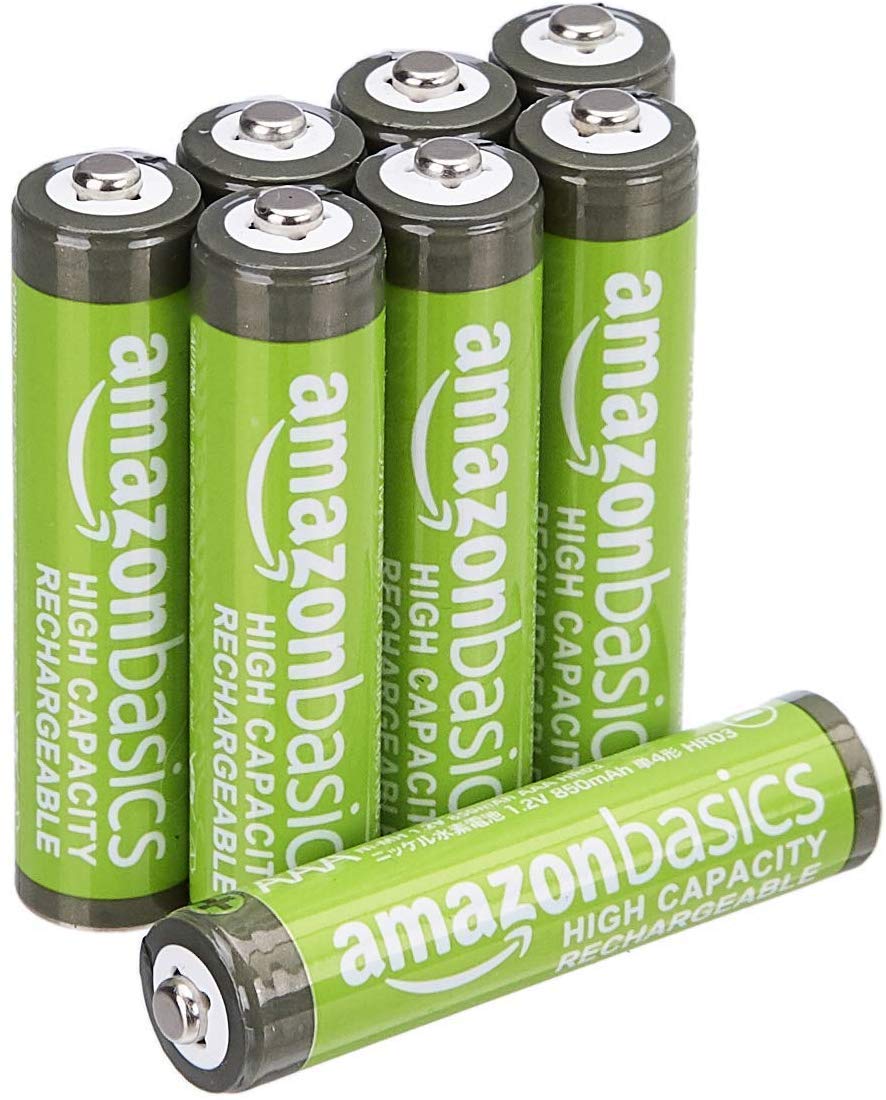 Amazonベーシック 充電池 充電式ニッケル水素電池 単4形8個セット (最小容量850mAh、約500回使用可能) の商品画像