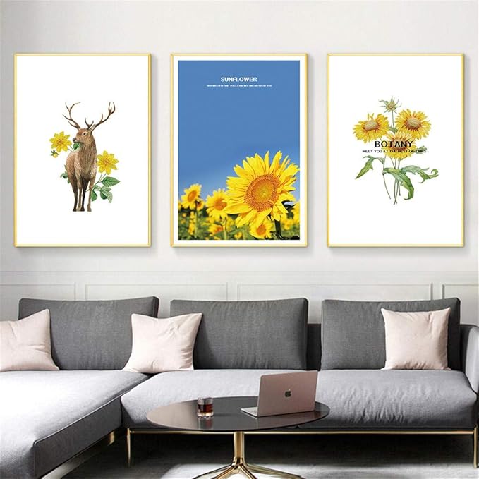 Amazon.de: Nordic Poster Gelbe Pflanzen Sonnenblume Leinwand Gemälde