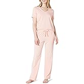 Amazon Essentials Women's Soft Cotton Blend Short Sleeve T-Shirt and Pant Pajama Set