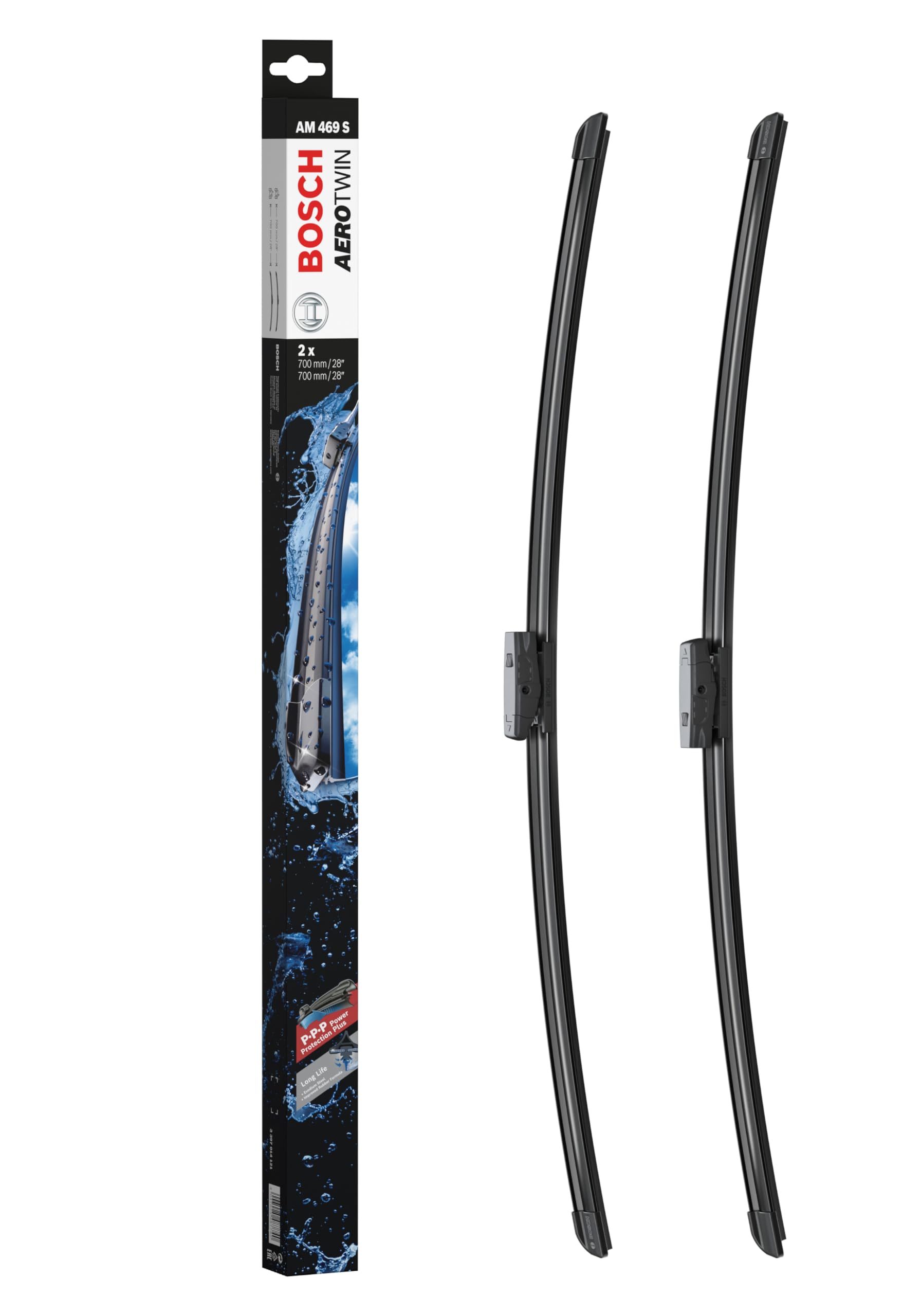 Bosch Aerotwin AM 469 S - Front Windscreen Wipers - Set of 2 Replacement Blades - Comes with Pre-assembled Adapter - 2 Blades, 700mm/700mm