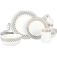 WPSLNWO Fine Bone China Dinnerware Sets,16PCS Relief and Gold-plating Pattern Lightweight Bone China High Grade Tableware Set for 4,Crown Series