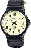 Casio Relógio de quartzo clássico com pulseira de velcro MW-240B-3BVCF, Preto