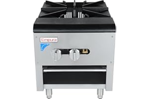 EMPURA 18" Heavy-Duty Natural Gas Stock Pot Stove | Countertop Hot Plate Range for Restaurant Catering | (1) Burner, 110,000 BTU | 18"W x 23"D x 23"H, Stainless Steel (Included: LP Conversion Kit)