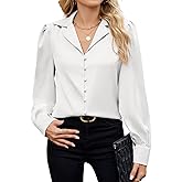 ZAFUL Womens V Neck Blouse Silky Satin Going Out Tops Dressy Long Sleeve Business Casual Shirts