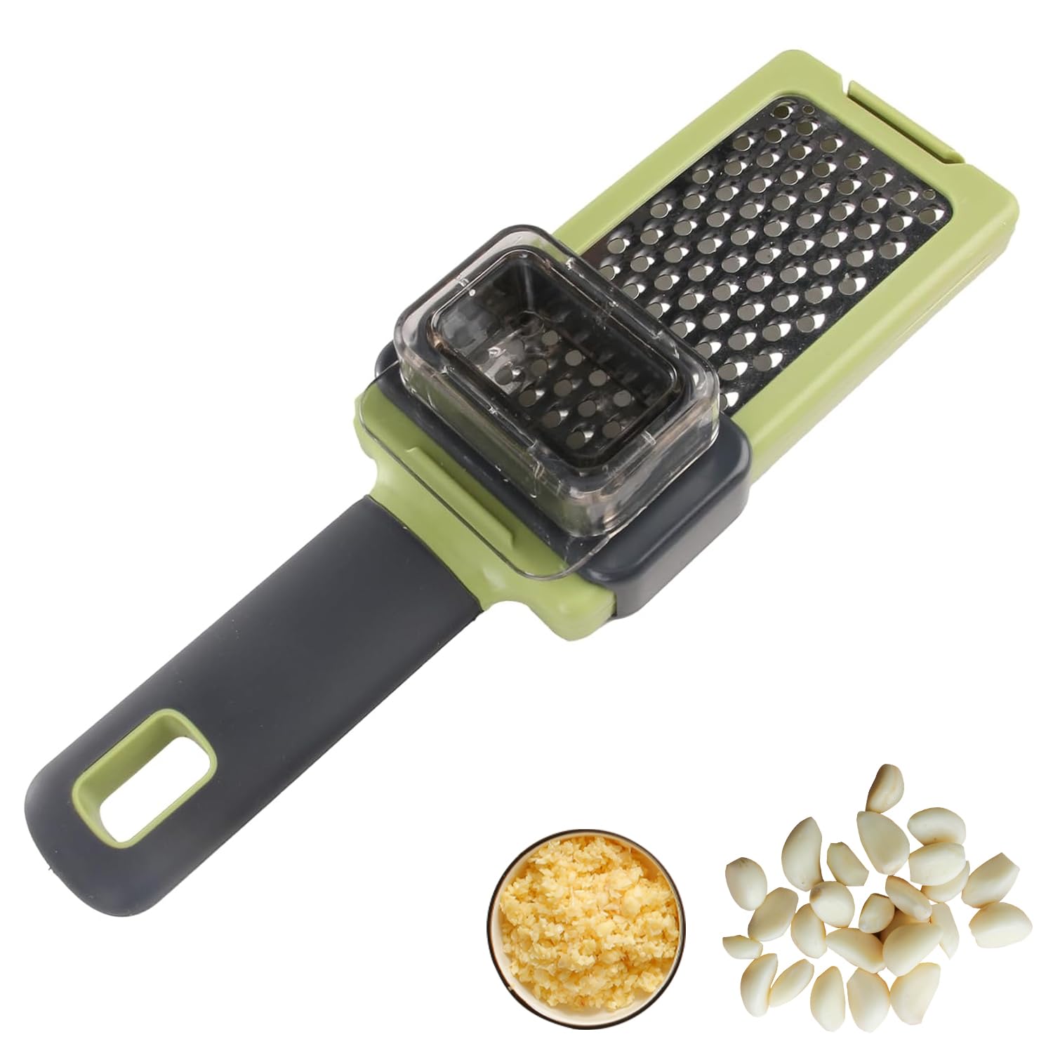 Stainless Steel Handheld Garlic & Ginger Grater with Silicone Grip - Versatile Kitchen Tool, Fine Grating Surface, Dishwasher Safe