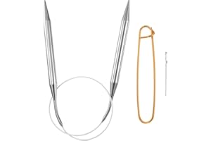 HARFINGTON Circular Knitting Needles 24" Stainless Steel US 15/10.0mm Knitting Needles 5.51" with Knitting Stitch Holder for 