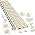 D-Line 13.12ft Cord Hider Kit, Patented Cable Cover, Hide Wires on Wall, Channel for TV Mount Cords, Raceway Wire Hiders, Paintable, Adhesive, Half Round, 4X 1.18in W x 0.59in H x 39in Lengths, Beige