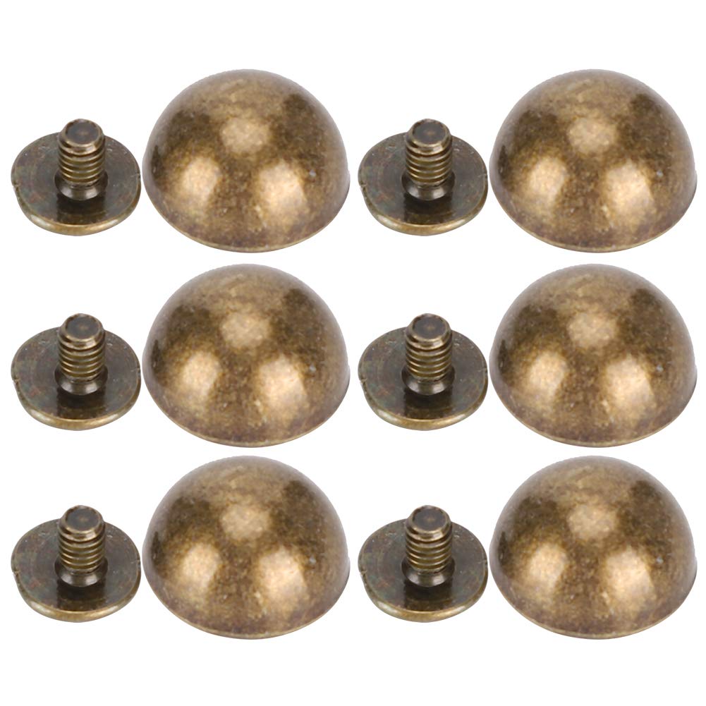 Oumefar Button Stud,30 Sets Brass Screw Mushroom Screwback Studs Rivets Bronze Coloured Dome Studs Button for Handbag Feet Nailheads Leather Screw Belt Wallet Craft Decoration 12MMrivet Tool