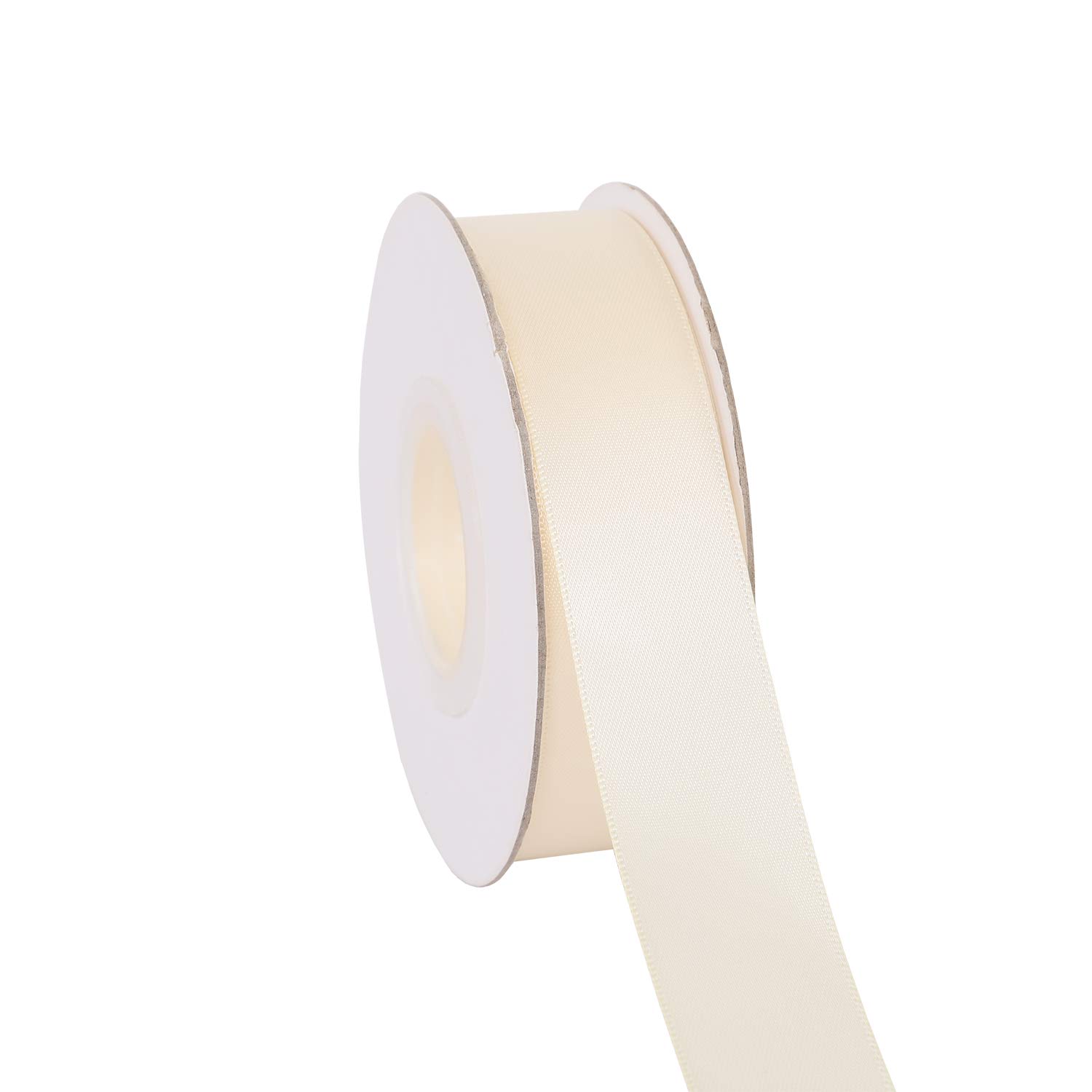 Ribbonitlux 25mm Wide Double Face Satin Ribbon 22 Meters (810-Ivory, Set for Gift Wrapping, Party Decor, Sewing Applications, Wedding and Craft