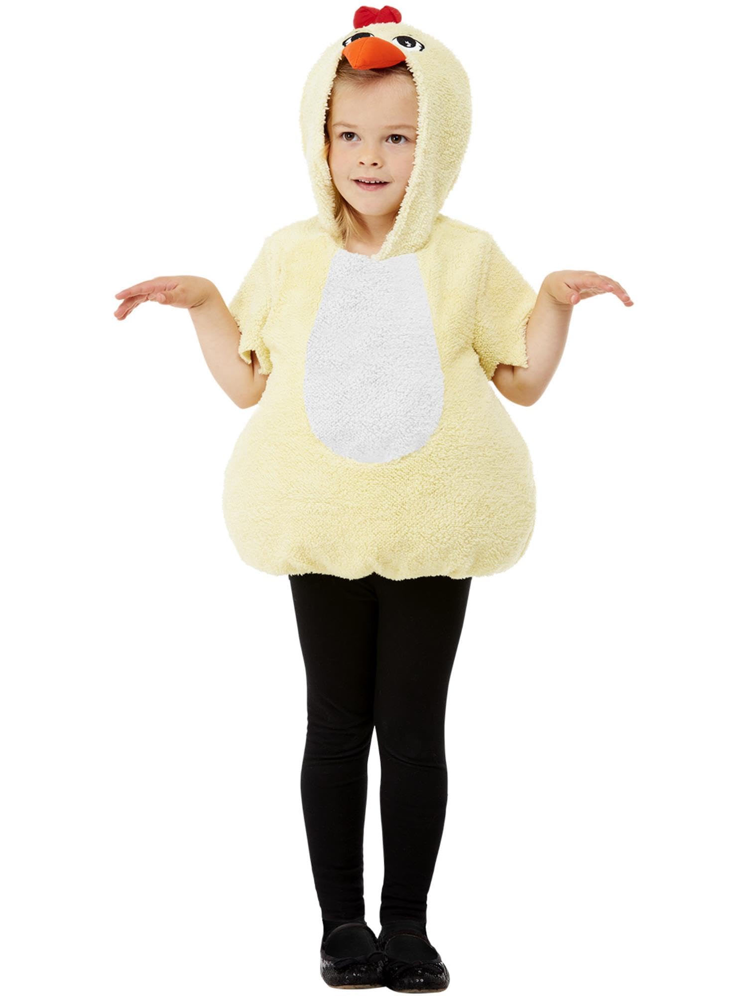Smiffys Toddler Chick Costume Hooded Top, Children's Animal Fancy Dress, Animal Dress Up Costumes