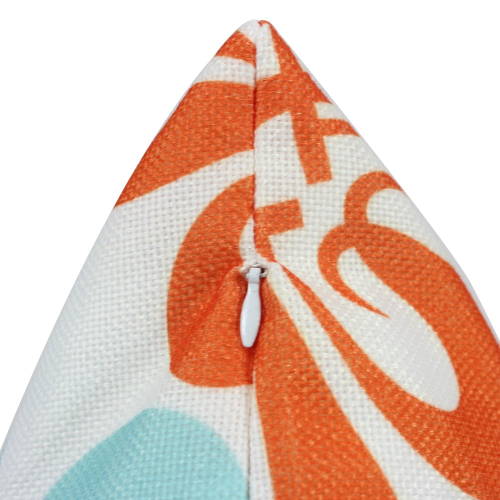 FabricMCC Throw Pillow Cover Flowers Red and Teal on White Square Accent Decorative Pillow Case Cushion Cover 18x18