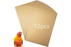 Hamiledyi 12 PCS Bird Gravel Paper Special Sea Sand Liner for Page Parrot Cage Gravel Paper Mat 17x11 Inches Disposable Cushion Pads for Bird Parakeet Budgie