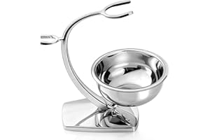 GRUTTI Shaving Bowl and Stand Set with Magnetic Base - 304 Steel Bowl & Chrome-Plated Alloy Stand, All-in-One Storage, Fits Most Razors & Brushes (Bowl & Stand Only)