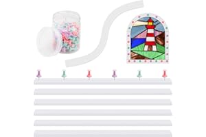 HUIKANGSHENG 6 Pcs 12 Inch Silicone Layout Block System for Stained Glass with 50 Mix Color Push Pins Tools, Free to Bend, Stained Glass Tools for You to Fixed Glass