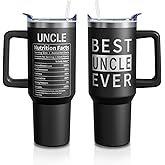 Father Day Gifts for Best Uncle Ever Tumbler with Handle and Lid Straw 40oz, Uncle Stainless Steel Laser Tumblers Cup, Father's Day Present for Him (1 PC)