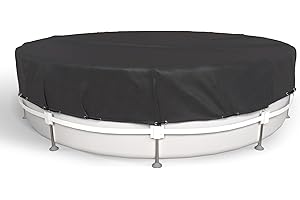 OUTMAX 10Ft Round Pool Cover, Pool Covers for above Ground Pools, 600D Oxford Cloth Pool Solar Cover, Waterproof Dustproof Swimming Stock Tank Pool Protector Ideal Choice