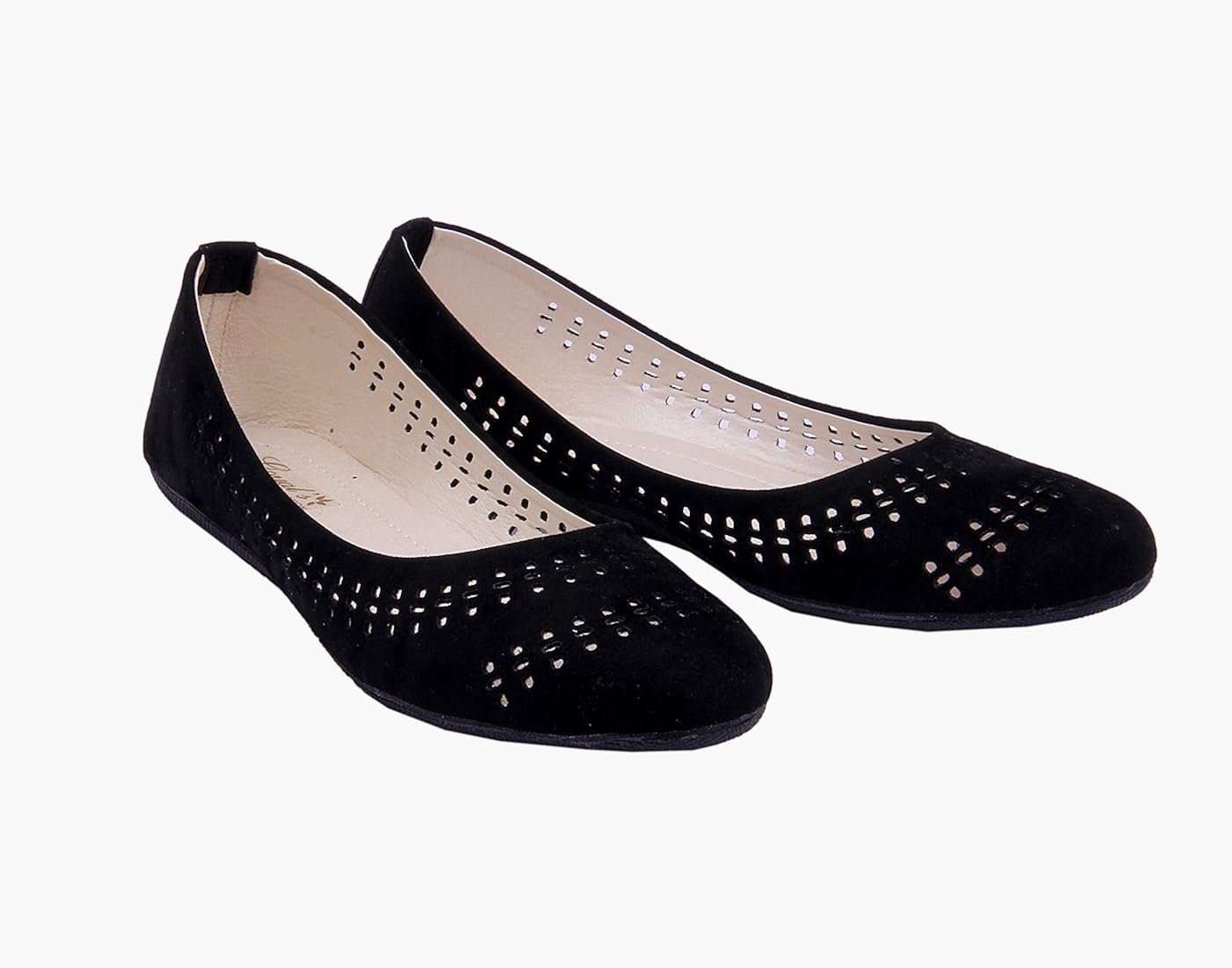 goyal's women's black synthetic punch ballerinas