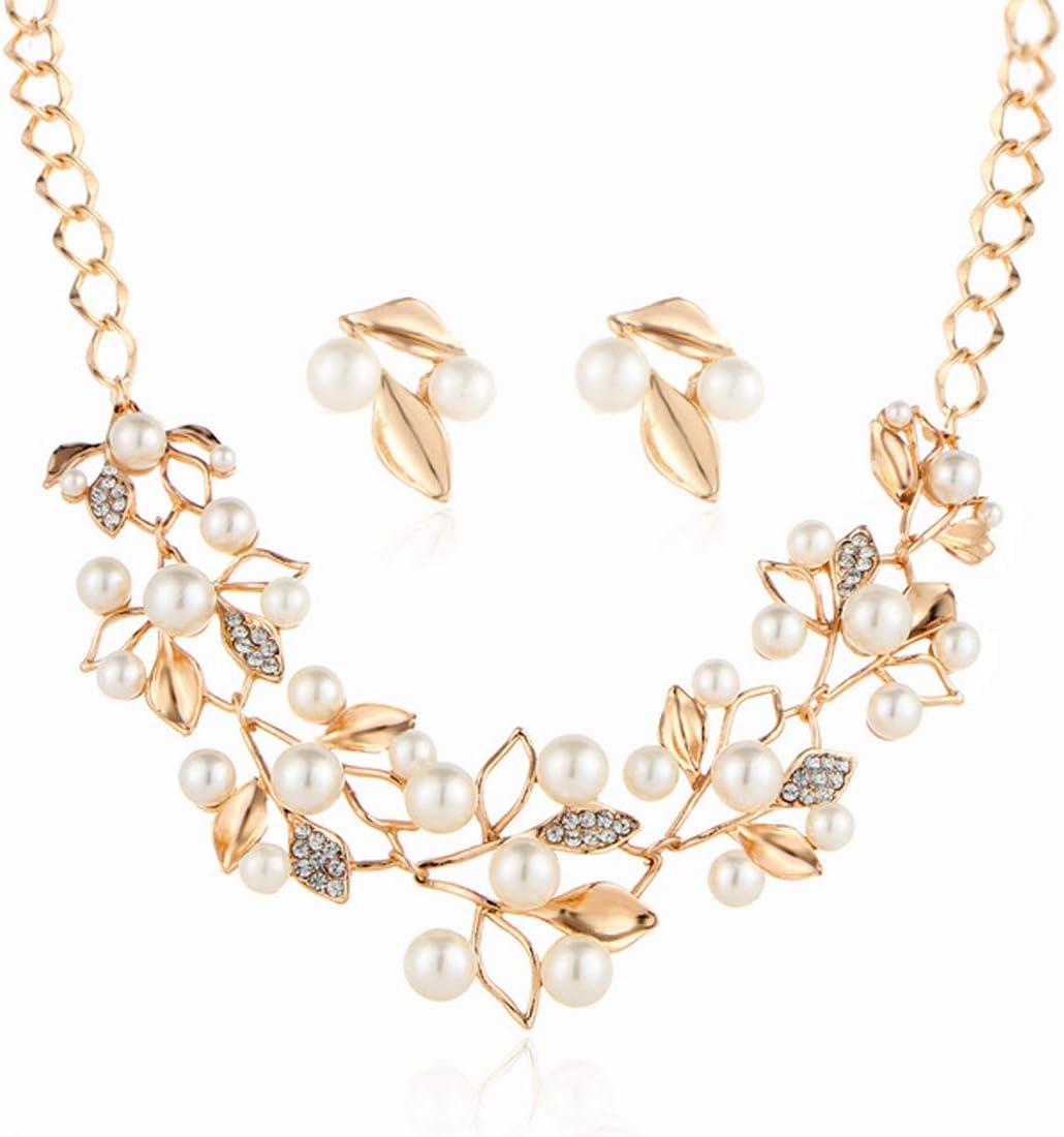 Jewels Galaxy Luxuria Gold Plated White Pearl Necklace Set