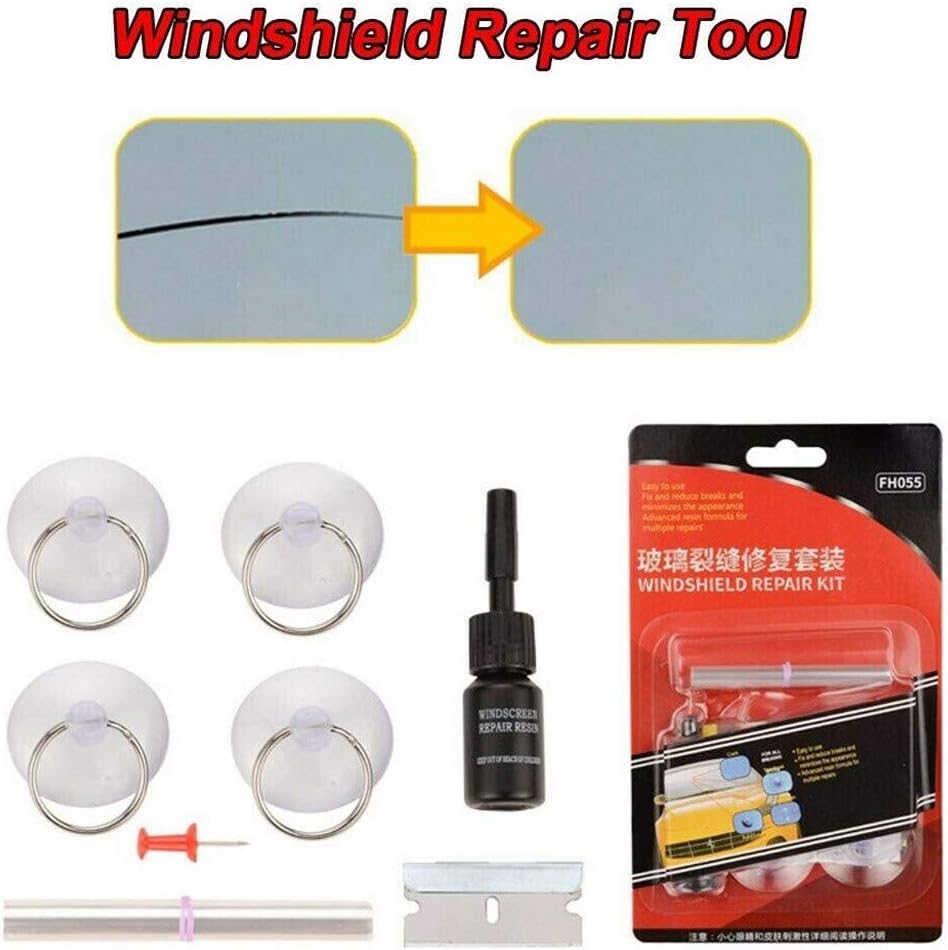 TADAMI Windshield Glass Repair Tools,Windshield Repair Kit,Windshield Chip Repair Kit with Windshield Repair for Fix Auto Glass Windshield Crack Chip Scratch,Chips,Cracks,Bulll's-Eyes,Stars
