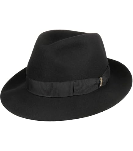 Borsalino Alessandria Superior Fur Felt Hat Men Black 6 3/4 at