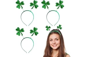 SPINLALA St Patricks Day Shamrock Headbands - 3 Pcs Green Clover Plain Hair Hoops Band Head Boppers Irish Party Costume Accessories