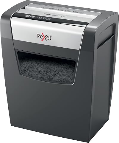Rexel Momentum X410 Cross Cut Shredder 11-10 Sheets 23 L Bin Black