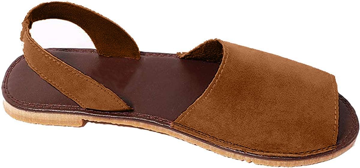 Rainlin Women's Casual Summer Slip On Sandals Slingback Peek Toe Flat Shoes