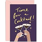 Old English Co. Cute Birthday Card for Her - Time For a Cocktail Celebration Card for Women - Sister, Niece, Mum, Wife, Friend - Sparkle Espresso Martini Greeting Card | Blank Inside with Envelope