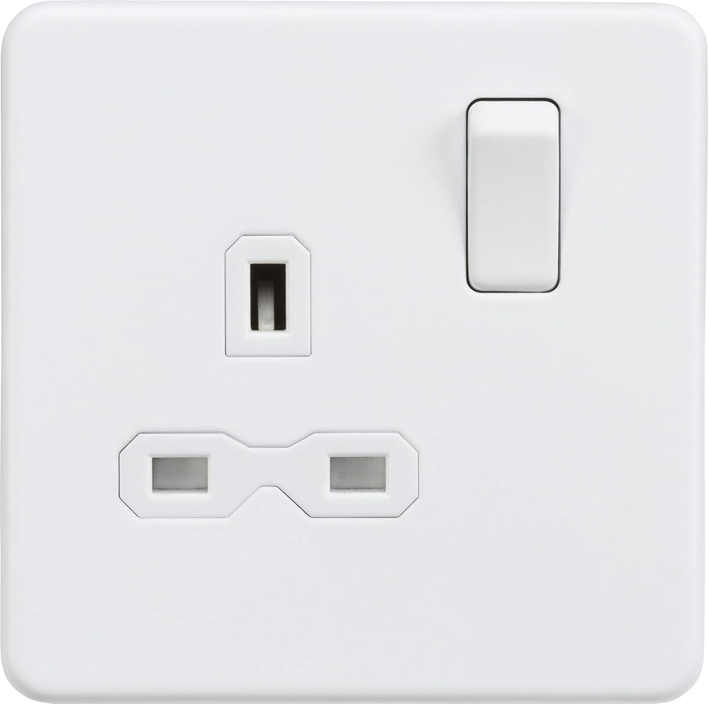 Knightsbridge SFR7000MW Screw Less 13A 1G DP Switched Socket White