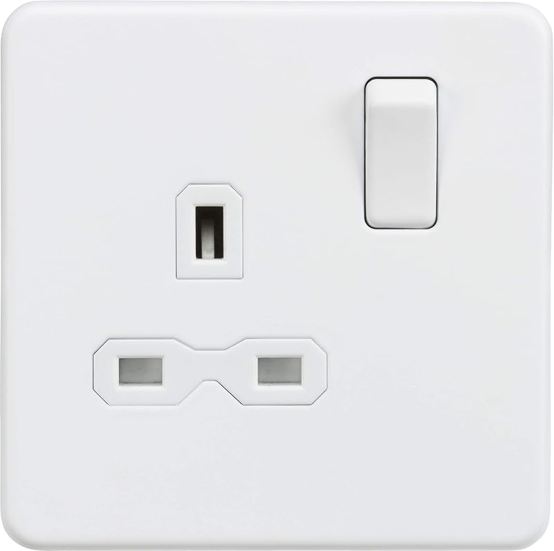 Knightsbridge SFR7000MW Screw Less 13A 1G DP Switched Socket White
