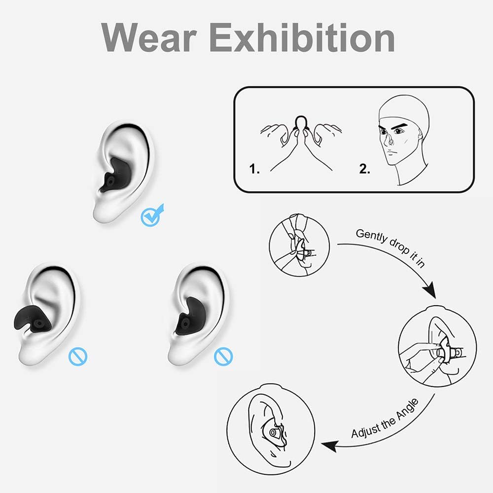 SYOSIN Swimming Ear Plugs Nose Clips, 3 Pairs Professional Waterproof Reusable Silicone Earplugs Nose Clips Nose Protector for Swimming Showering Surfing Snorkeling and Other Adults Water Sports: Health & Personal Care
