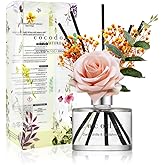 COCODOR Rose Flower Reed Diffuser/Dark Vanilla&Sandalwood/6.7oz/1Pack / Home Fragrance Scent Essential Oil Stick Diffuser for