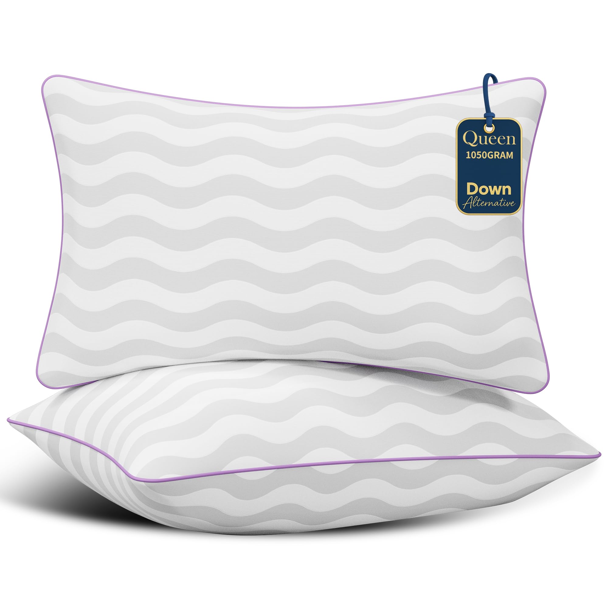Dreamara Pillows Queen Size Set of 2 - Hotel Collection Bed Pillows with Down Alternative Fill, Soft & Supportive for Side, Stomach & Back Sleepers, Fully Machine Washable & Adjustable Loft Design