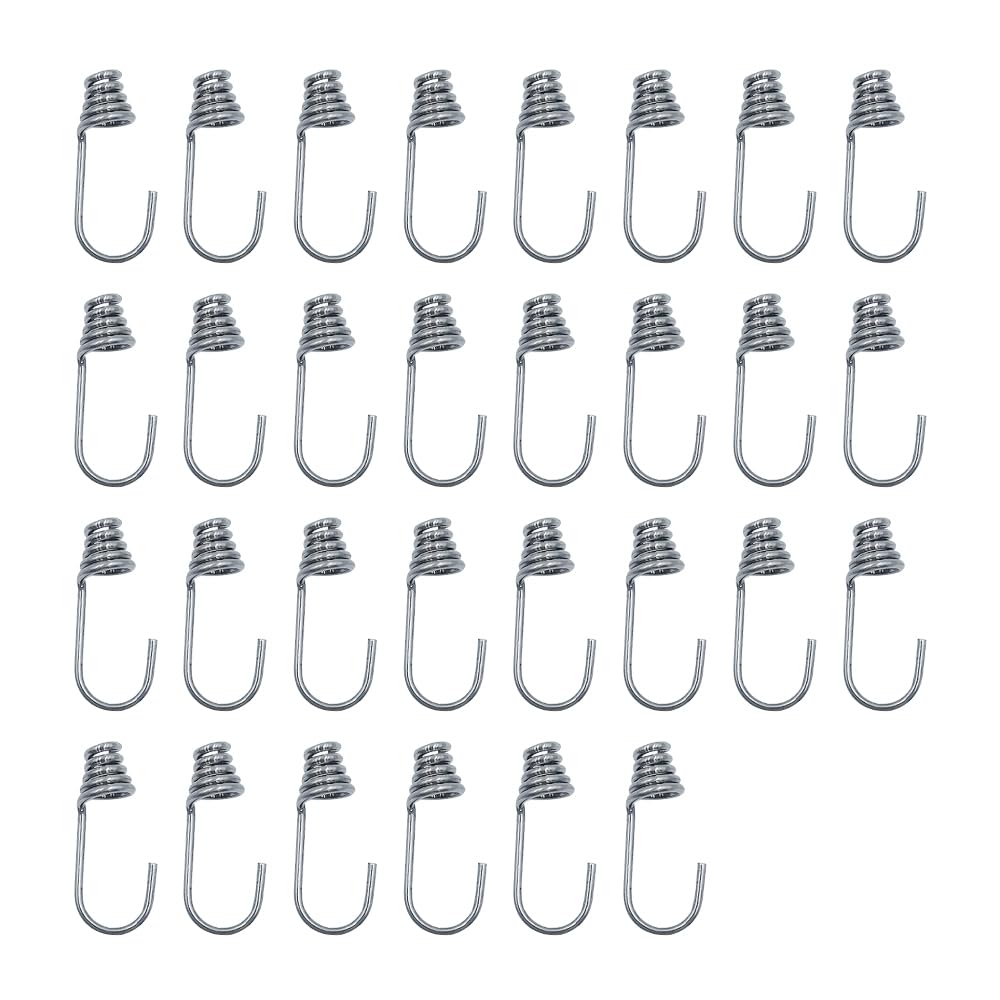 ONEBO 30 Pcs Stainless steels Bungee Hooks,Shock Cord Hook,Spiral end elastic rope,for Tarpaulins, Pavilions, PVC Banners, Camping Covers(3mm,Silver)