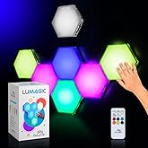 LuMAGIC 7-pk Tap Tap Sensory Lights - Touch & Remote Controlled Multicolored Magnetic Hexagon Lights, Interactive & Calming for Sensory Rooms and Kids’ Bedrooms