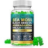 LTQXGT Sea Moss Gummies, Sea Moss 3000mg, Bladderwrack 2000mg, Ashwagandha 800mg, Burdock Root 400mg, Energy, Immune Support, 60 Vegan Gummies