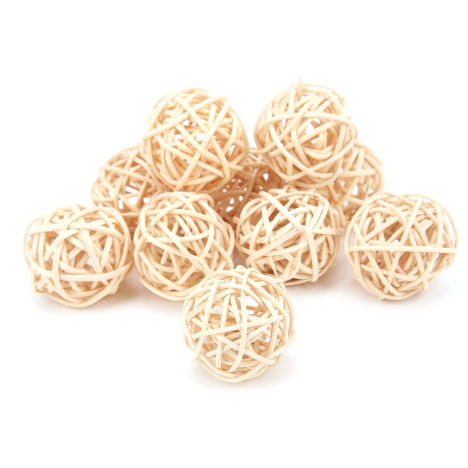 Rattan Balls Bird Chew Toys for Parakeet, Budgie, Cockatoo, 3 cm, 10-Pack