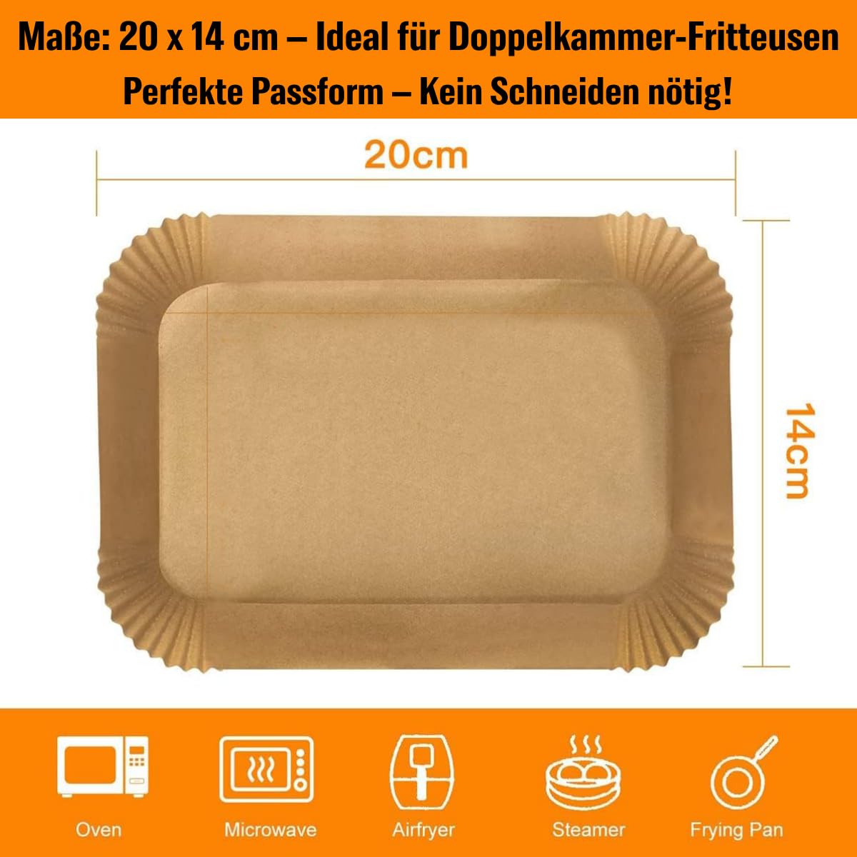 100 Stück Backpapier für Ninja Foodi MAX Dual Zone Heißluftfritteuse [AF300EU] [AF400EU] [AF500EU] 20 x 14 cm Antihaft Wasserdicht Ölfest Spritzschutz Air fryer Zubehör für Doppelkammer Luftfritteuse 2