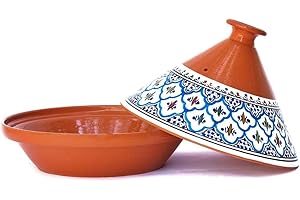 Kamsah Tagine Pot - Large Handmade Bohemian Turquoise, Non-Stick, Lead-Free, Classic Line Cookware