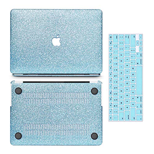 MacBook Air 13 inch Case,Anban Glitter Bling Smooth Protective Laptop Shell Slim Snap On Case with Keyboard Cover Compatible MacBook Air 13" (A1369 & A1466),Shining Loyal Blue
