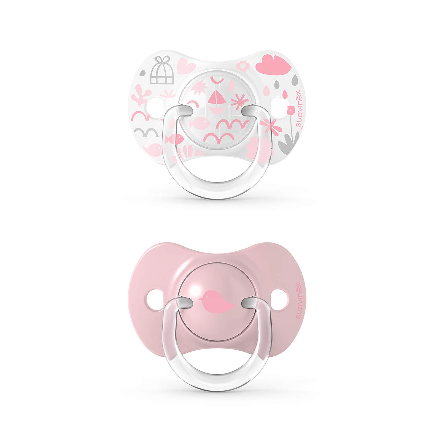 Suavinex, Pack of 2 Symmetrical Silicone Soothers SX Pro for Kids 0-6 Months, Pink