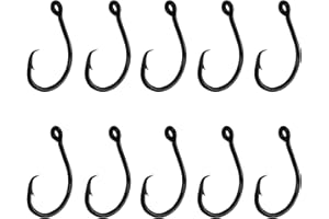 HSYMQ 10PCS High-Carbon Steel Circle Hooks Barbed Fishing Hooks with Holes, Freshwater and Saltwater Fishing Hooks for Tuna, Catfish, Bass