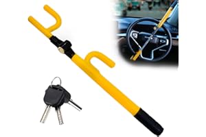 BRAMMH Ultra Secure Car Steering Wheel Lock, No Scratch Dual Locking Hooks, Anti Theft Car Device Wheel Locks for Cars with Metal Bars, Anti-Pick Car Lock Secures Cars, Trucks