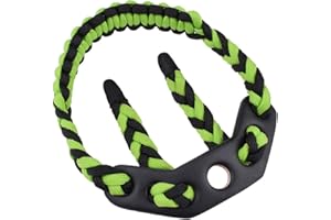 GPP Bow Wrist Sling 550 Paracord - Survival Hunting Shooting - Durable Leather,Black/Green