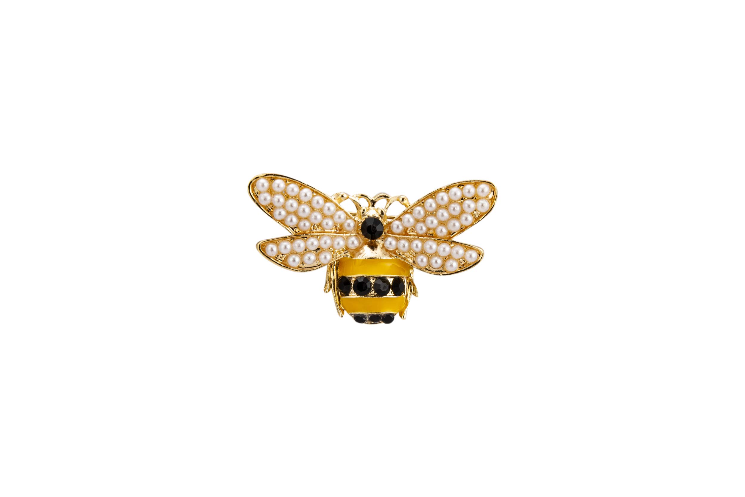Brooch Lapel Pin for Men Yellow and Black Bee with Pearl Detailing Wing Badge Coat Suit Wedding Gift Party Shirt Collar Accessories