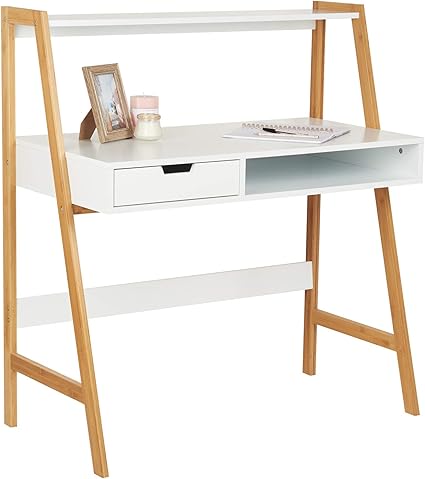 Hartleys Bureau De Maison En Blanc Et Bambou Amazon Fr Cuisine Maison